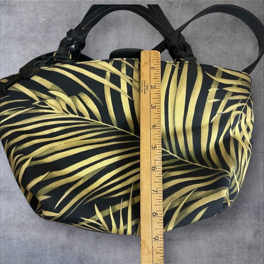 Vintage Y2K Fossil Handbag Fan Palm Print Crossbody Double Handle Satchel Tote